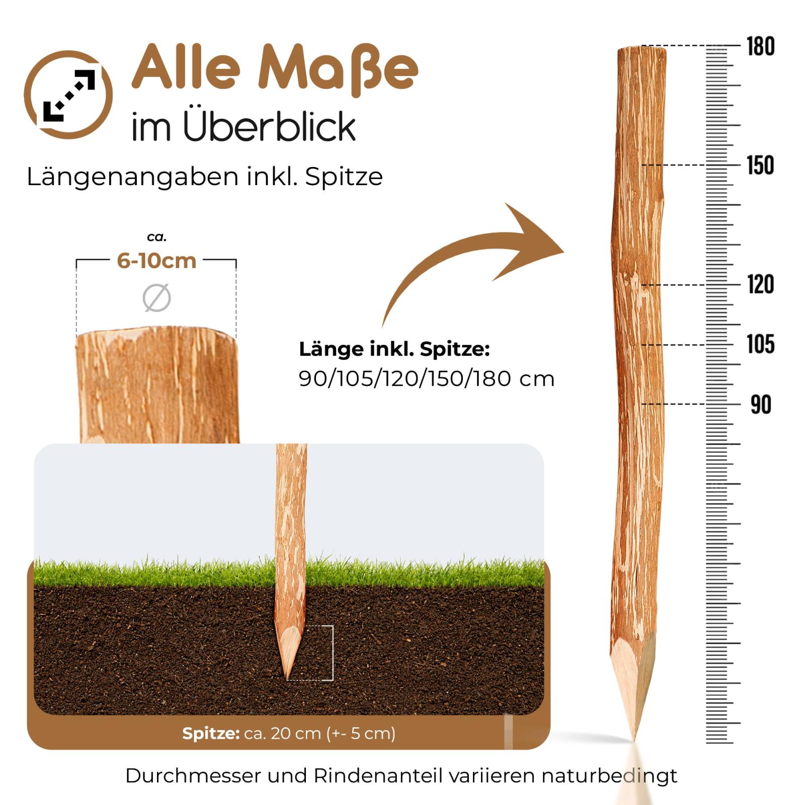 Fence post hazelnut - length: 105 cm