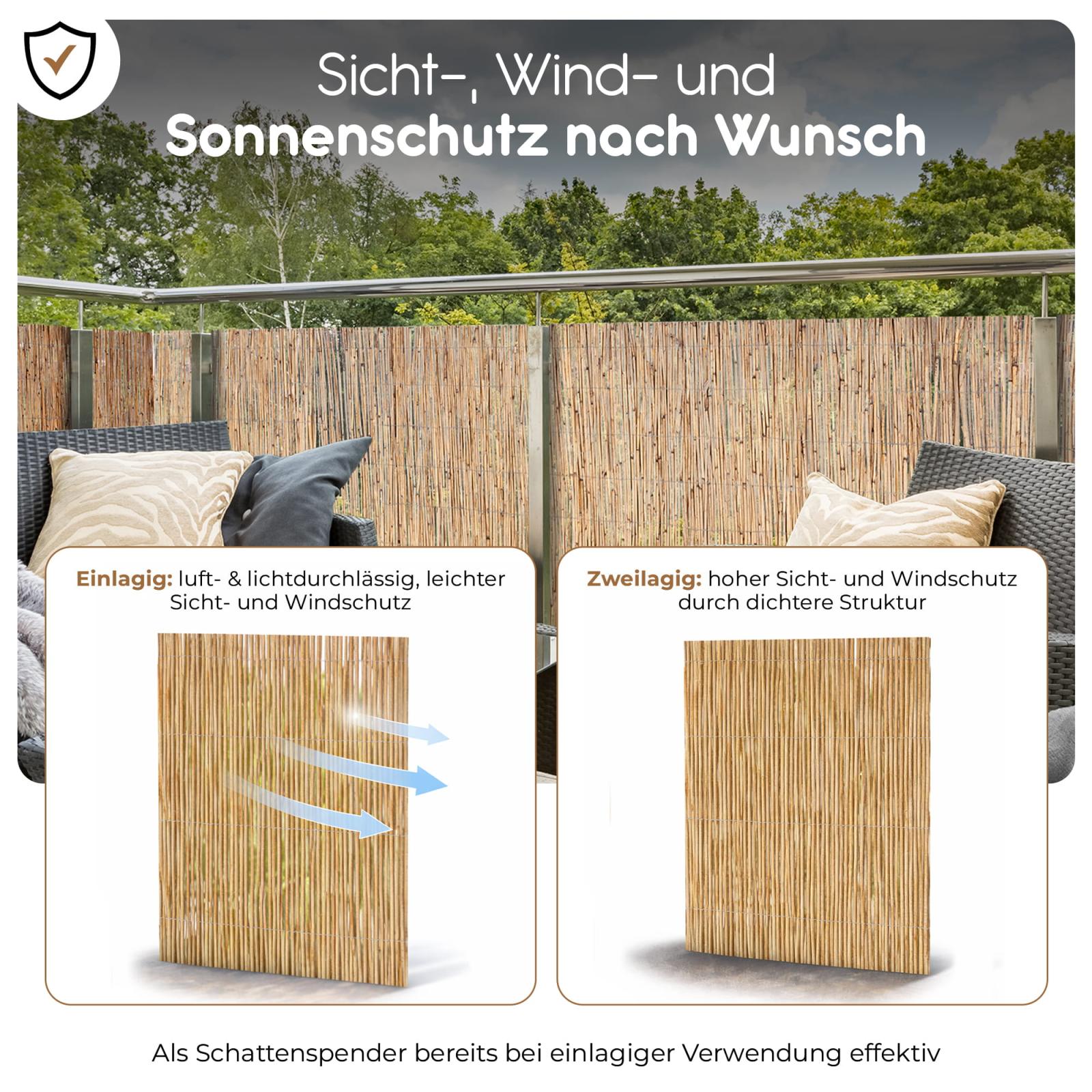 Reed mat - Height: 150 cm - Length: 600 cm