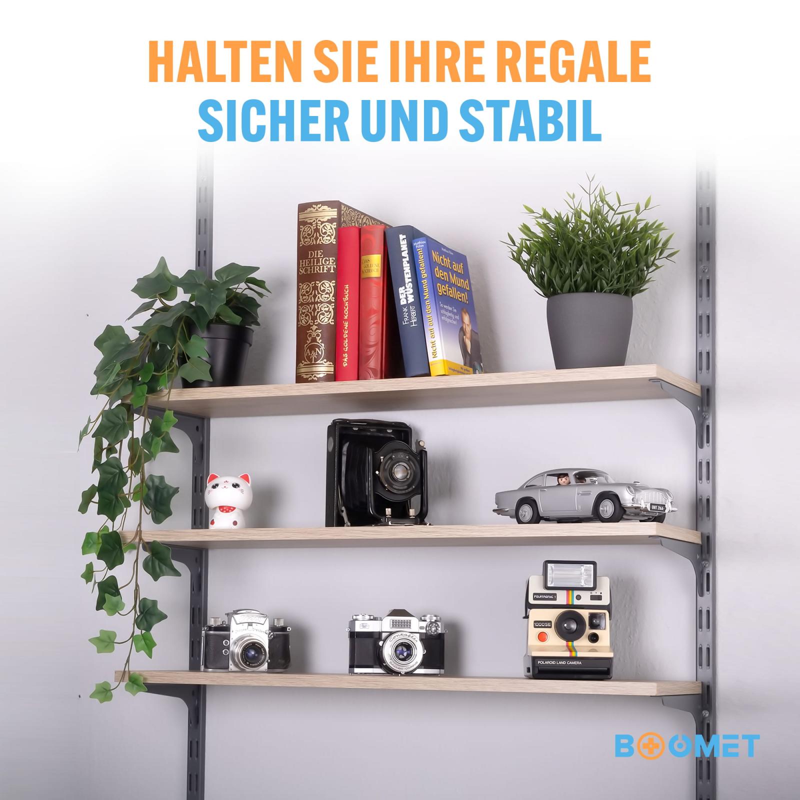 Regalträger für Wandschienen - Farbe: Anthrazit - Größe: 18cm - Anzahl: 10
