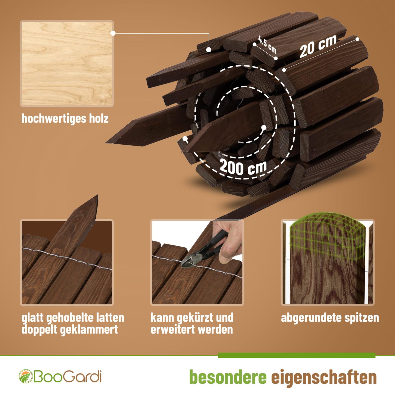 Rollboard pine with 5 integrated posts - Height: 20 cm - Colour: Brown