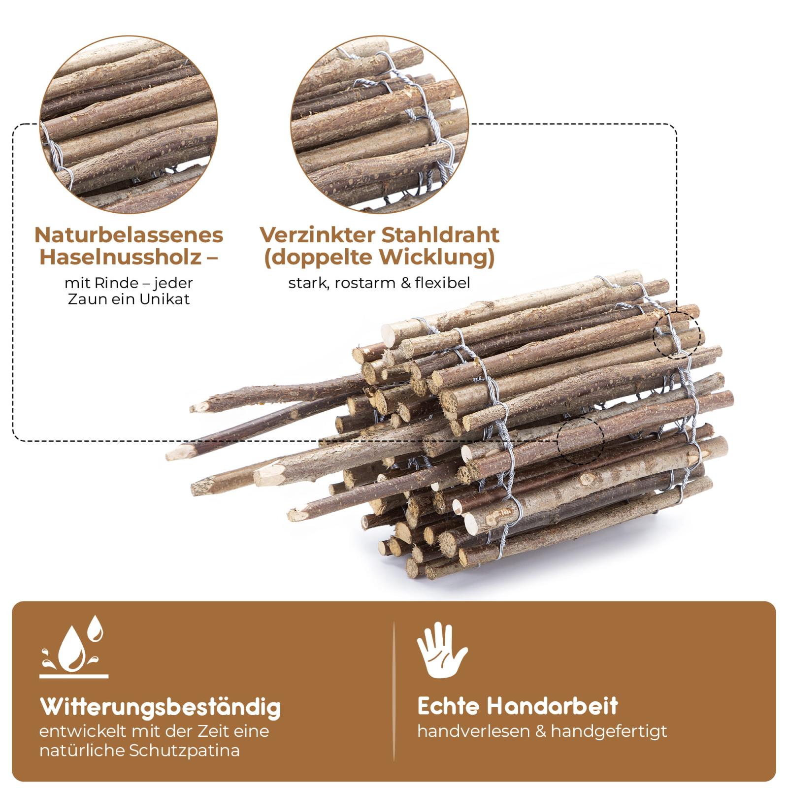 Roll-Steckzaun mit Rinde