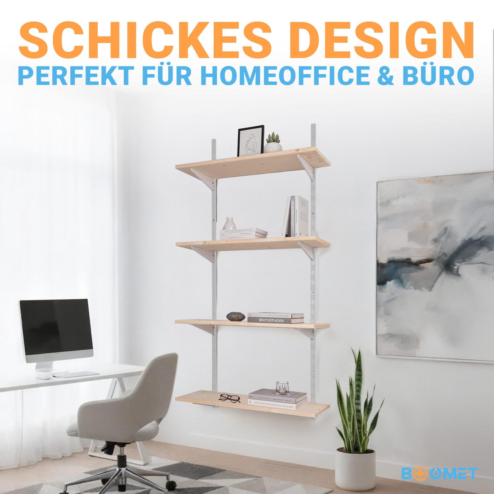 Kit d'étagère murale double rangée blanc avec tablette