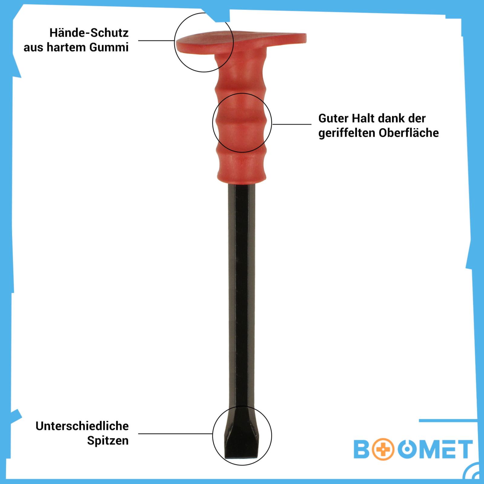 Meißel roter Griff - Größe: 200mm flach