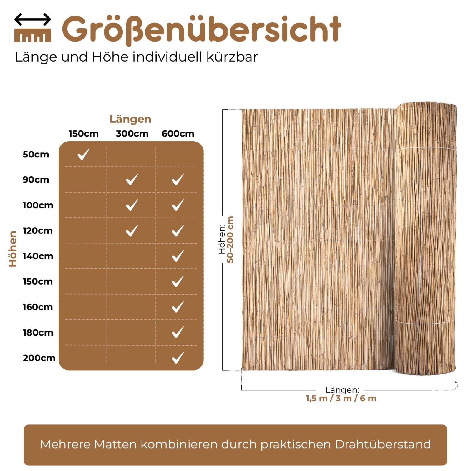 Reed mat - Height: 150 cm - Length: 600 cm