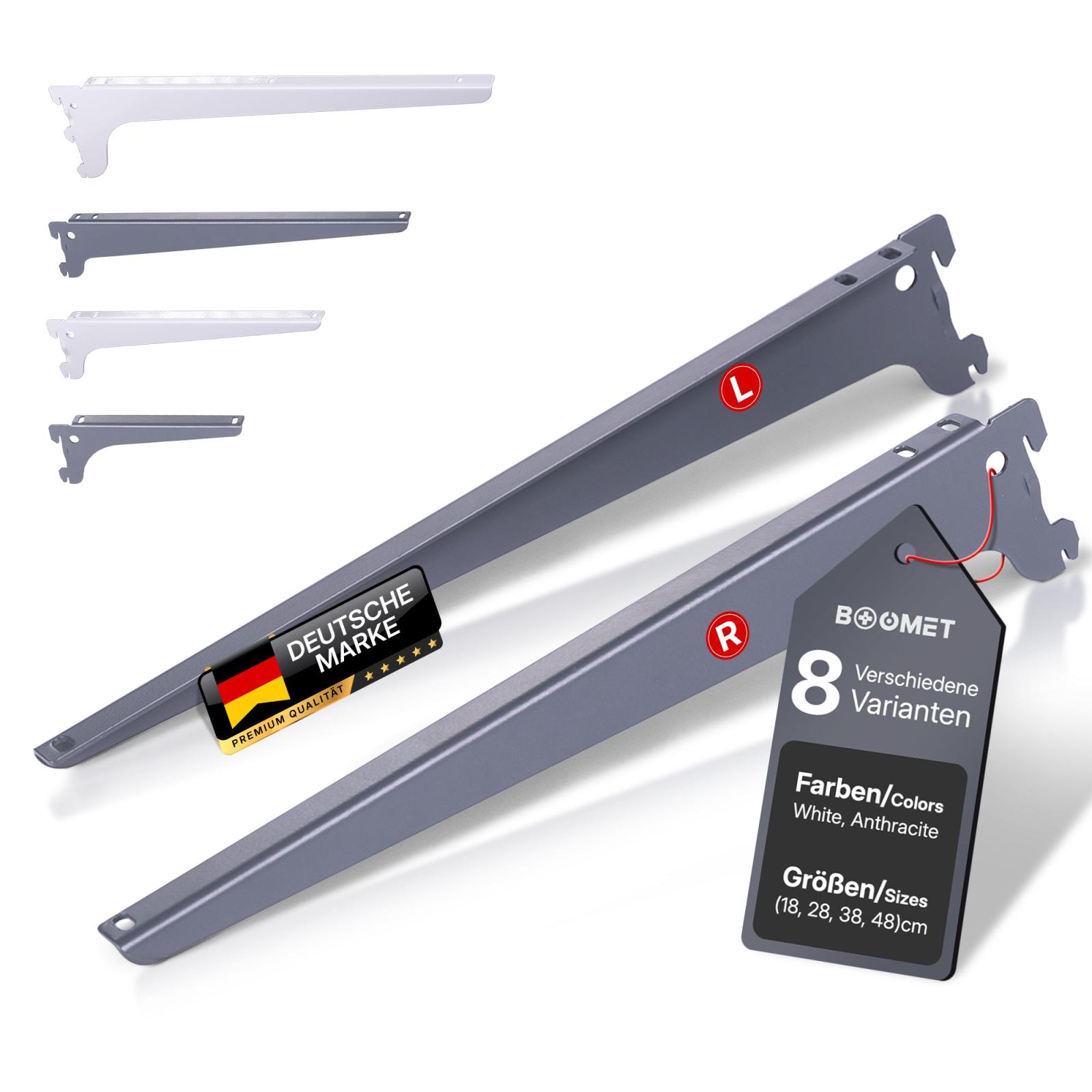 Regalträger für Wandschienen - Farbe: Anthrazit - Größe: 18cm - Anzahl: 10