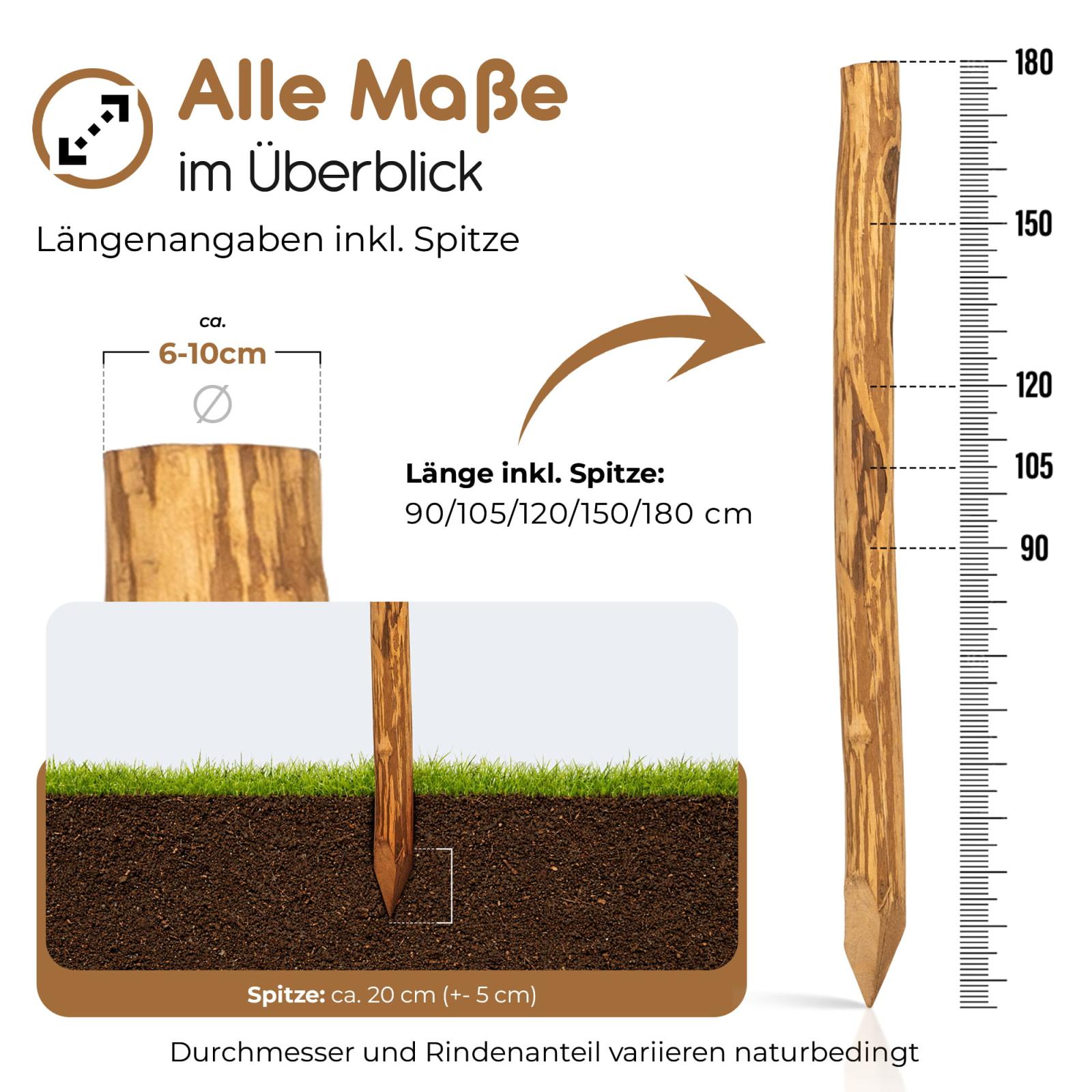 TI fence post hazelnut impregnated - length: 105 cm