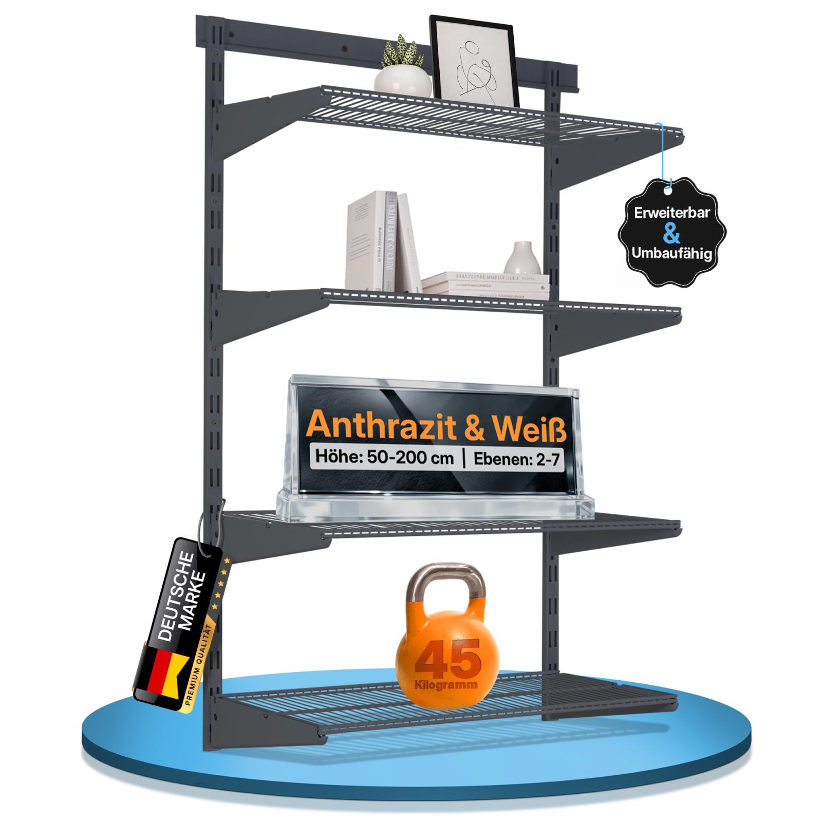 Wandregalbausatz mit Drahtboden