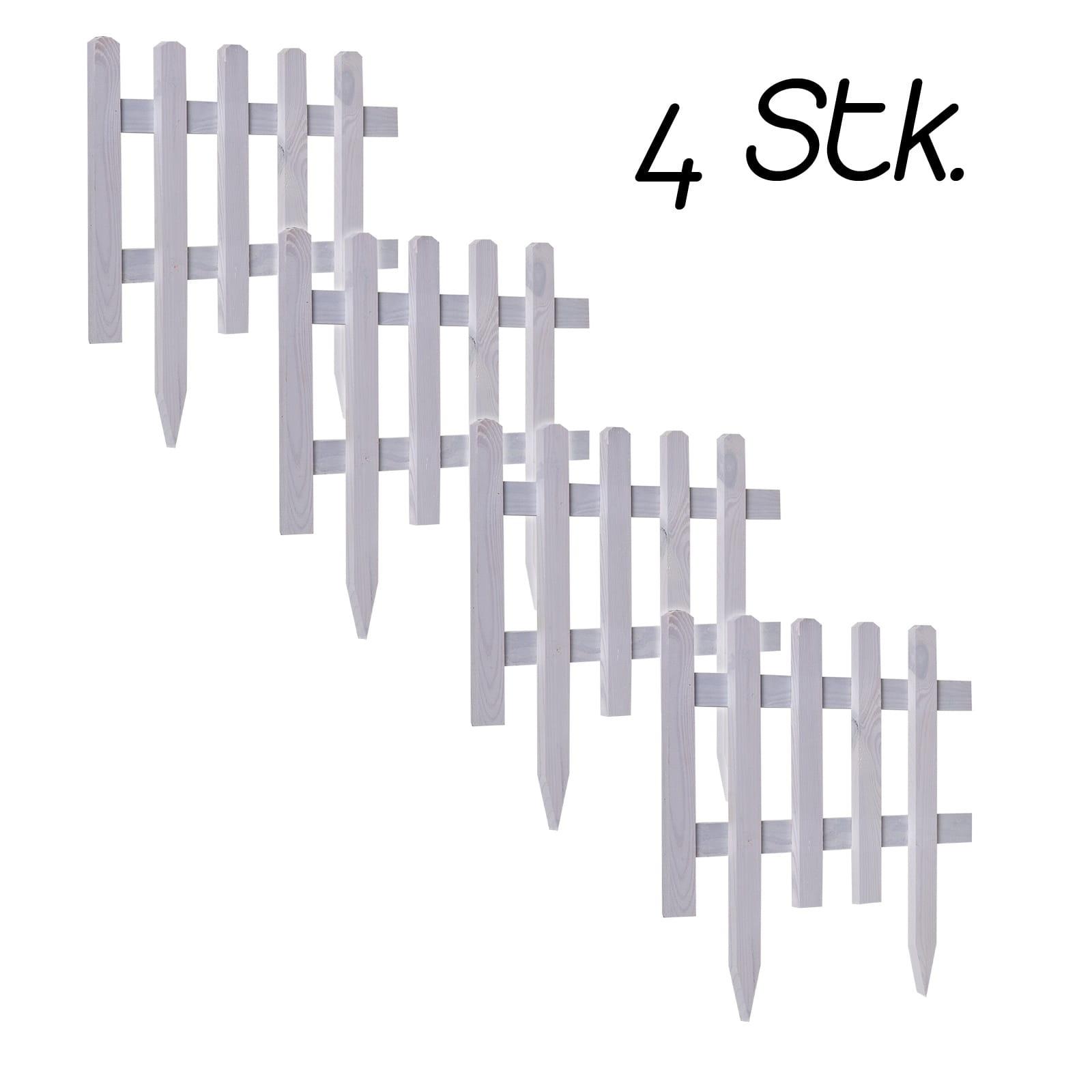 Pine bed fence - Color: white - Height: 40 cm - Width: 59.5 cm - Quantity: 4