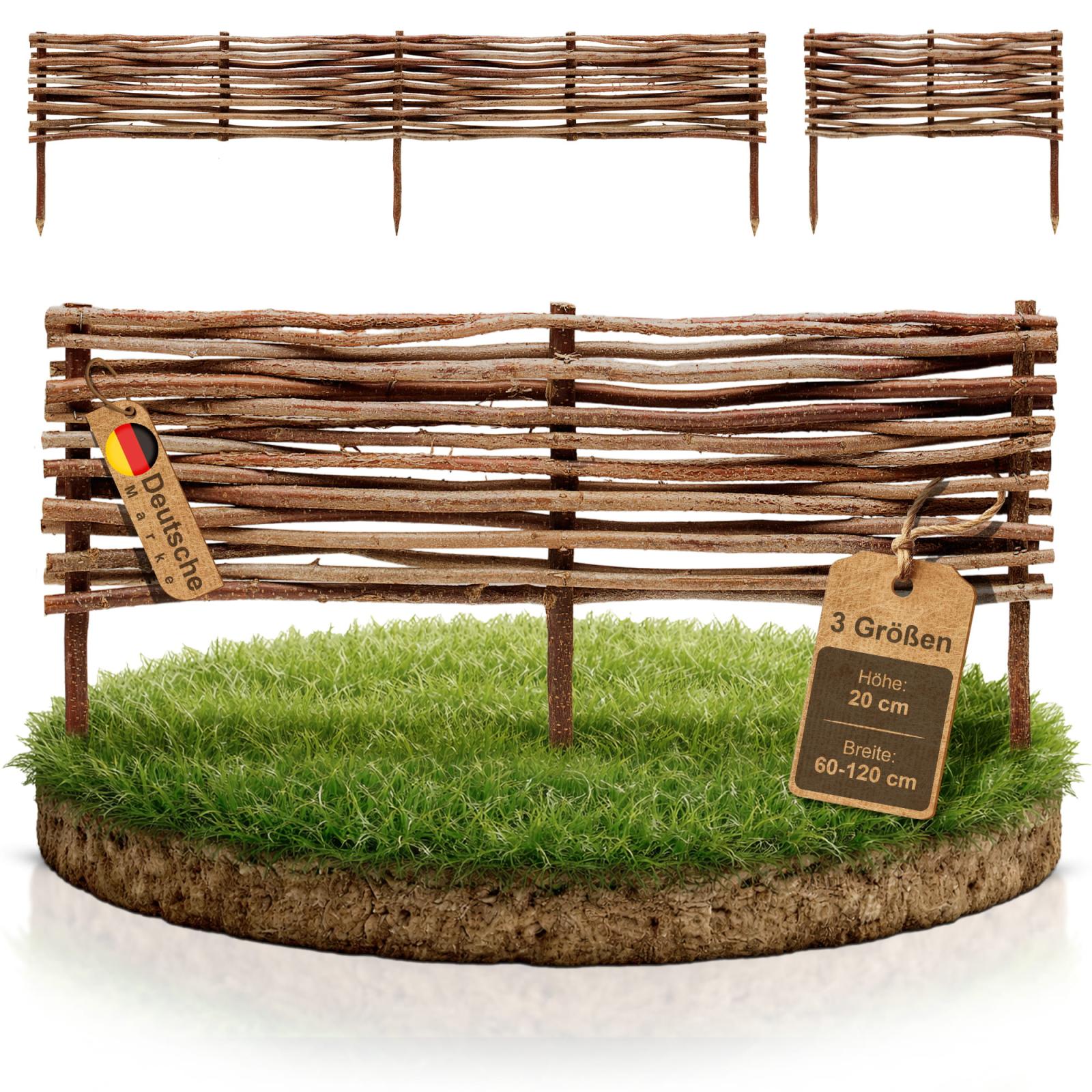 Bed Edging Hazelnut - Height x Width: 20 cm x 90 cm Set of 5