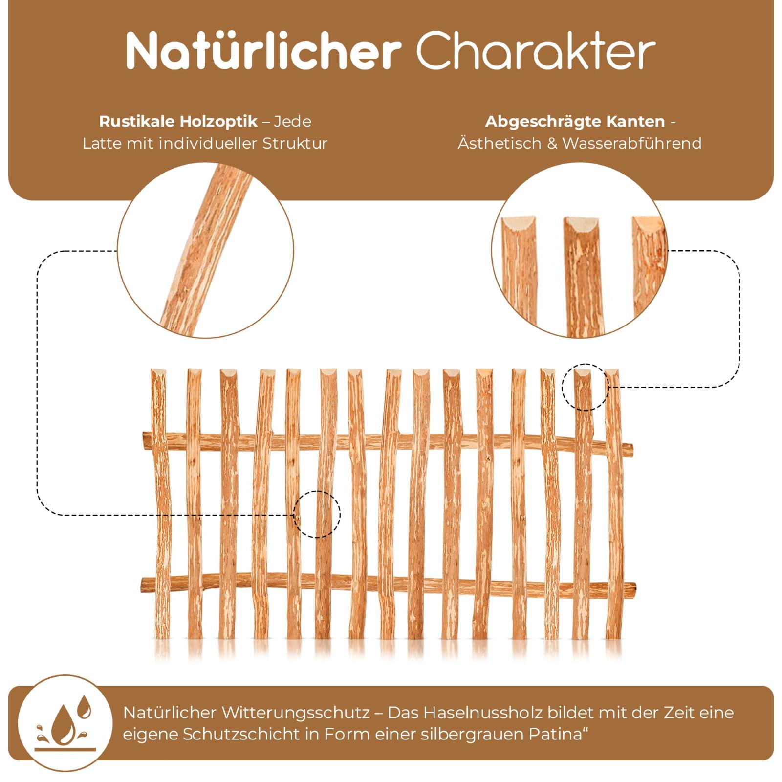 Hazelnut fence element - Height: 100 cm - Width: 100 cm - Slat spacing: 3-4 cm