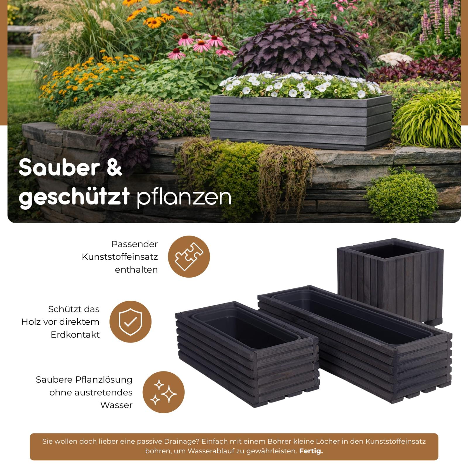 Blumenkasten mit Kunststoffeinsatz