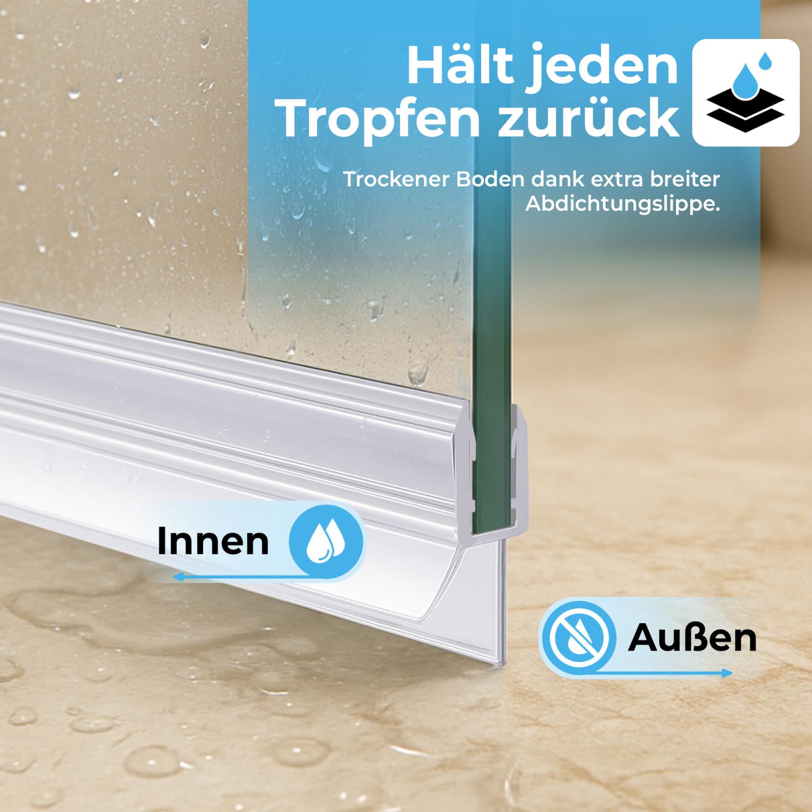 Duschdichtung Gerade PVC Transparent - Länge: 100 cm - Stückzahl: 1