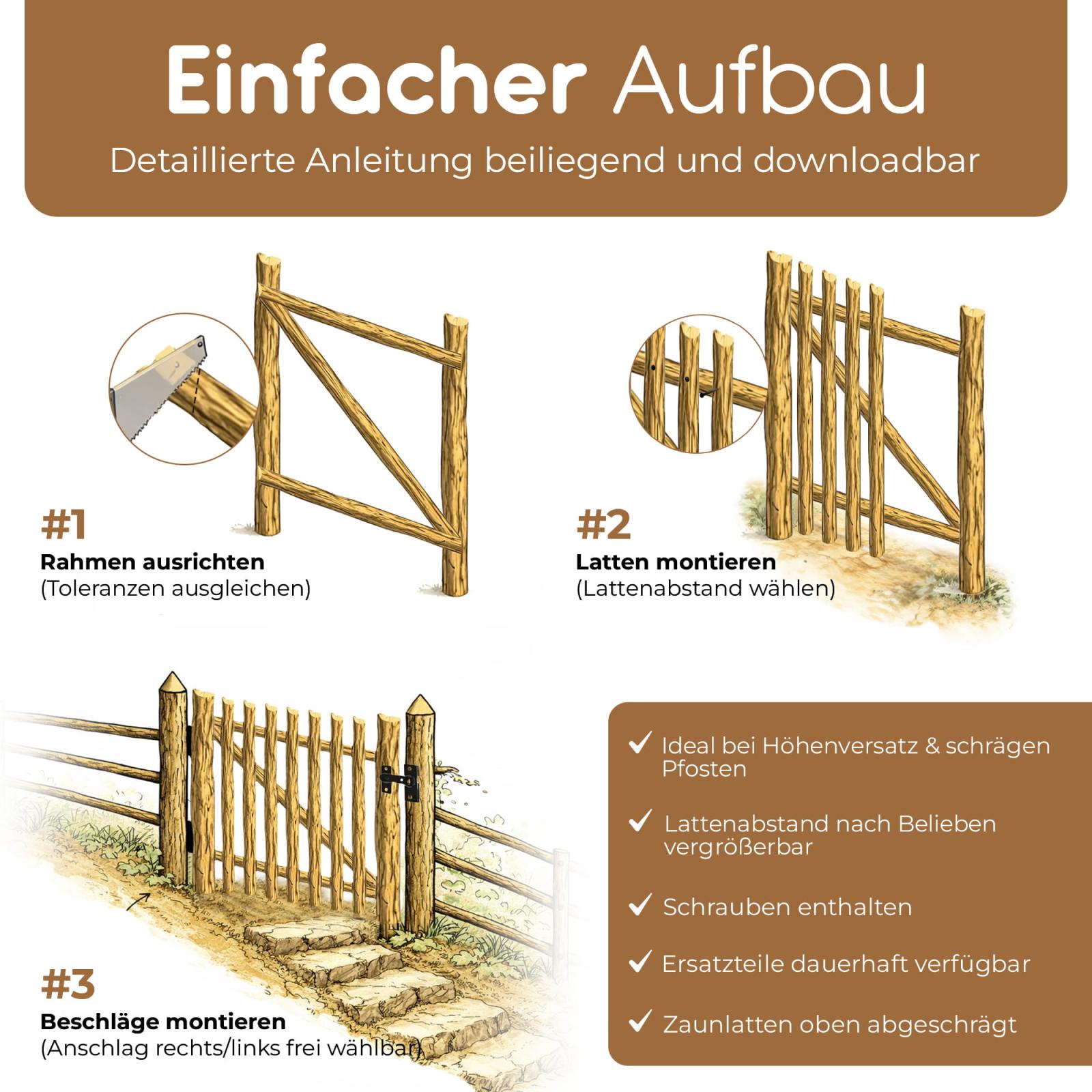 Gartentor Bausatz Haselnuss