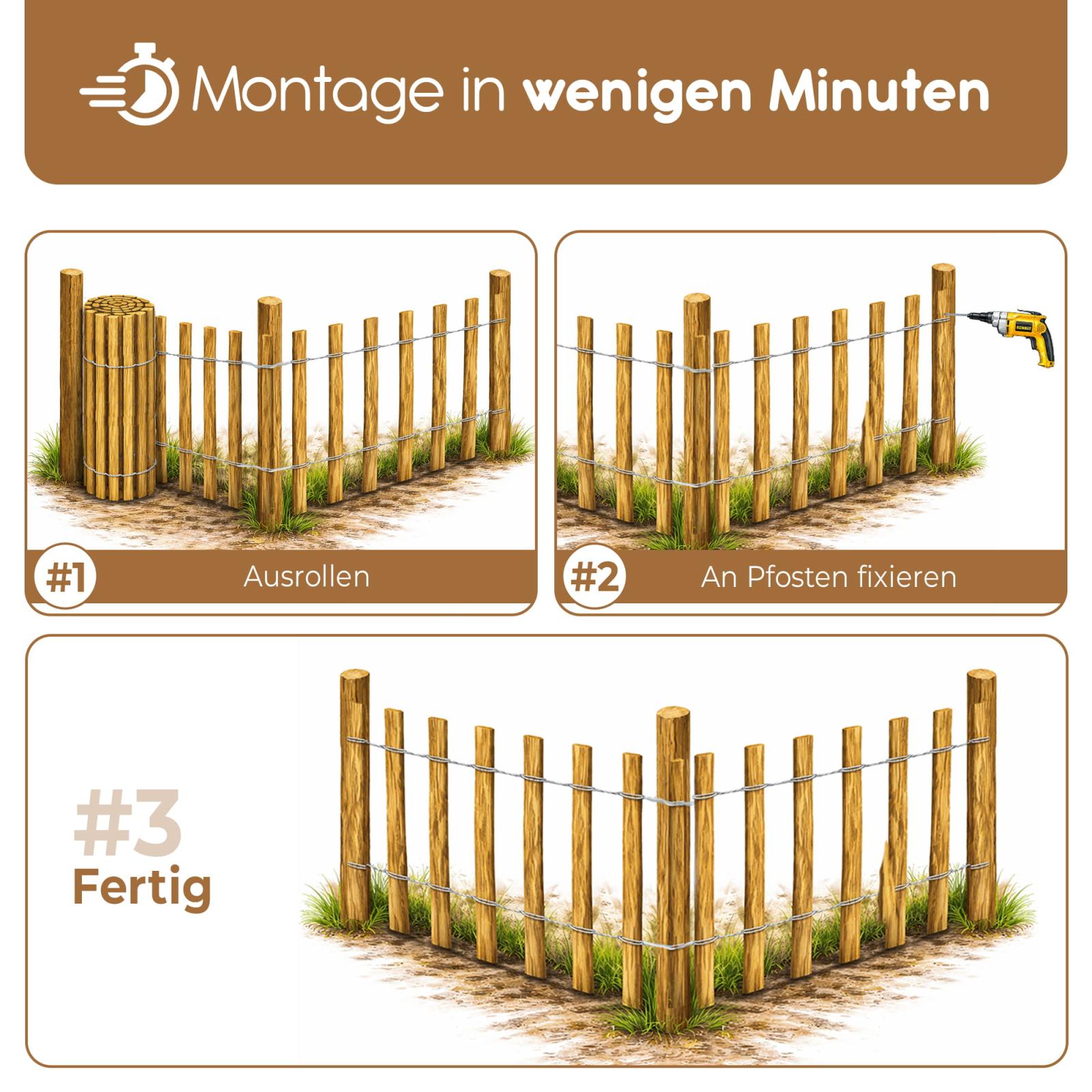 Staketenzaun Haselnuss