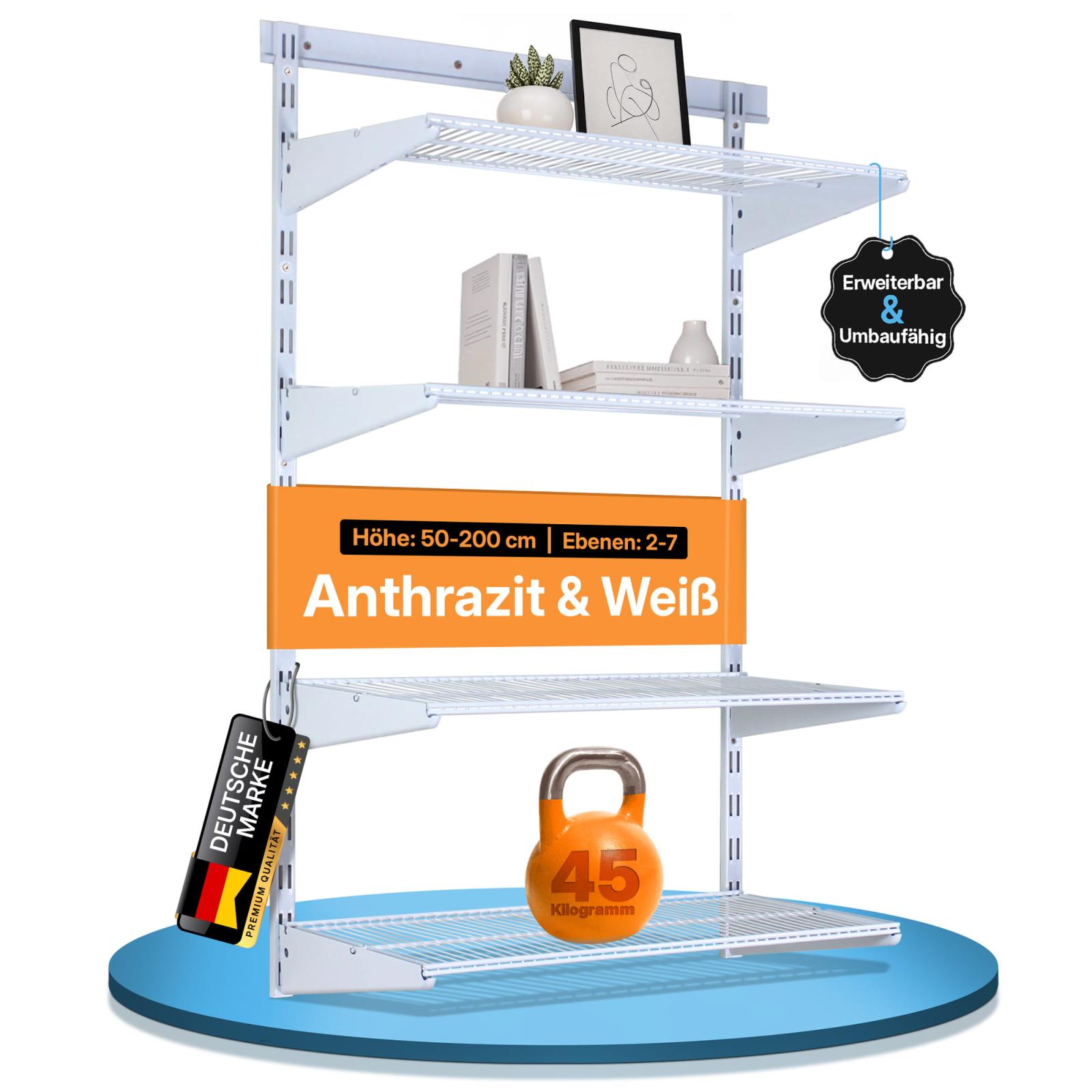 Wandregalbausatz mit Drahtboden