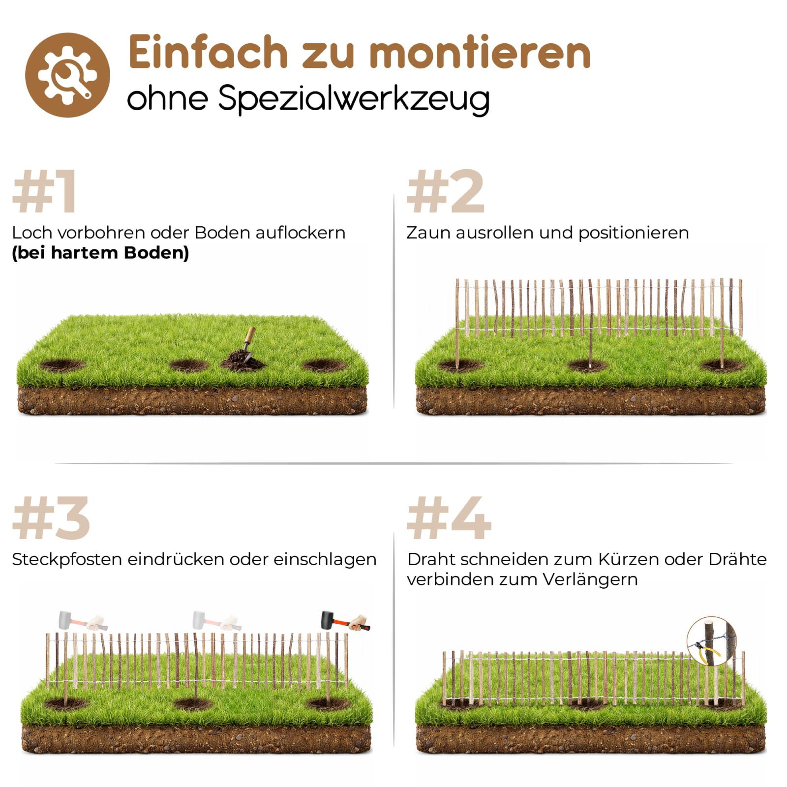 Roll-Steckzaun mit Rinde