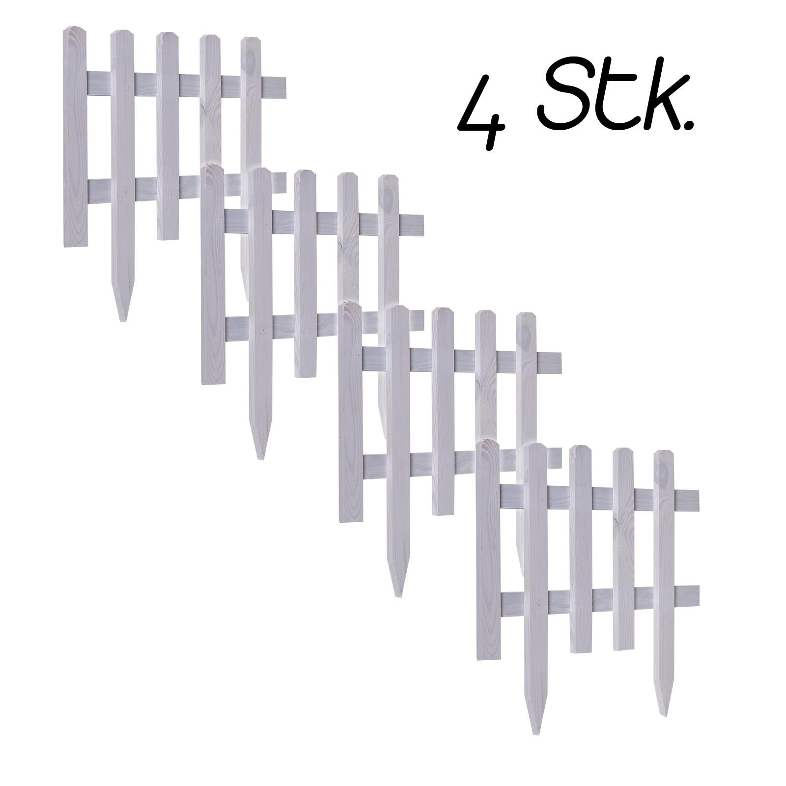 Pine bed fence - Color: white - Height: 40 cm - Width: 59.5 cm - Quantity: 4