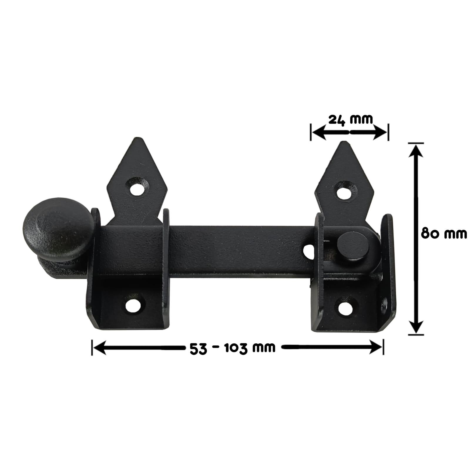 Locking bolt with latch - colour: black