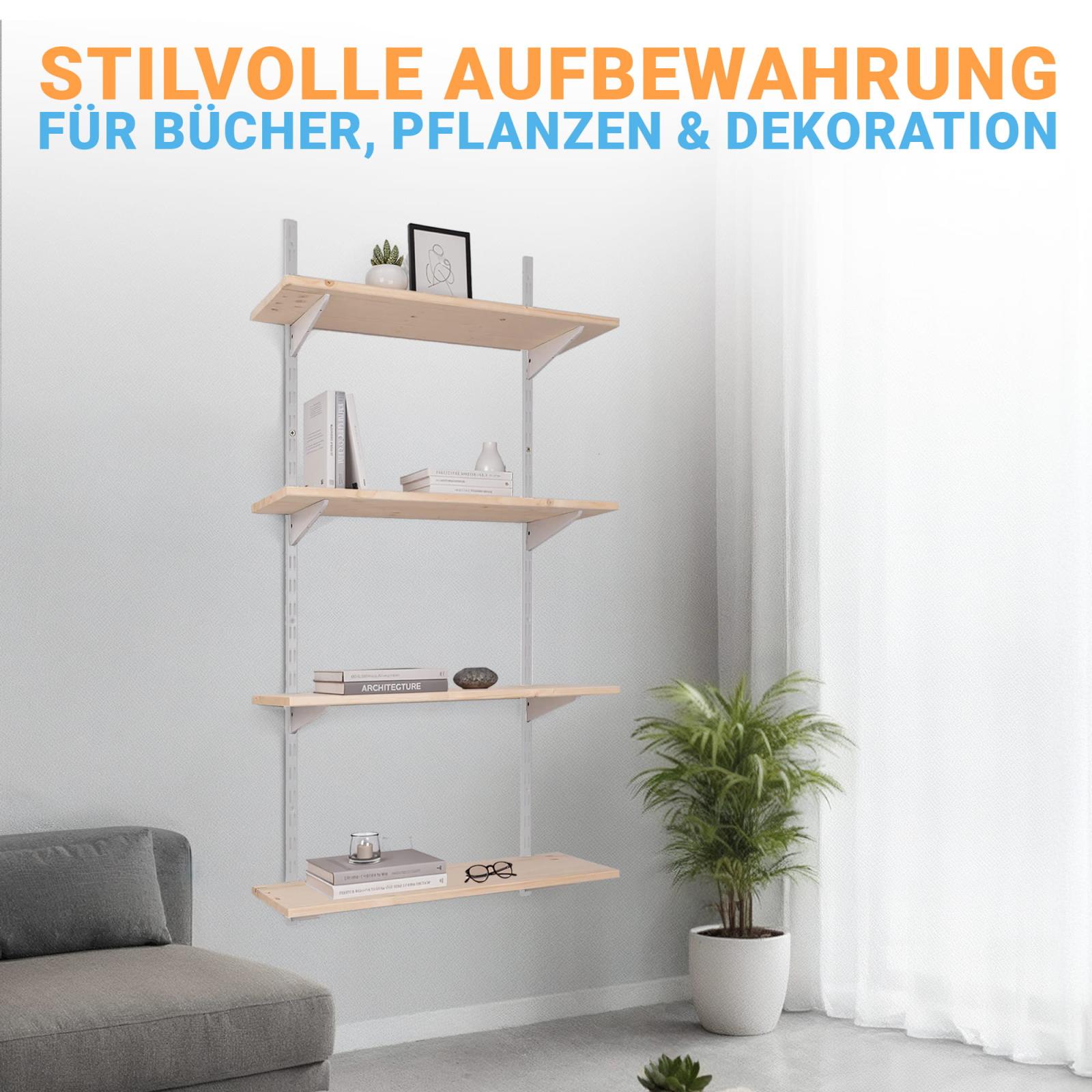 Kit d'étagère murale double rangée blanc avec tablette