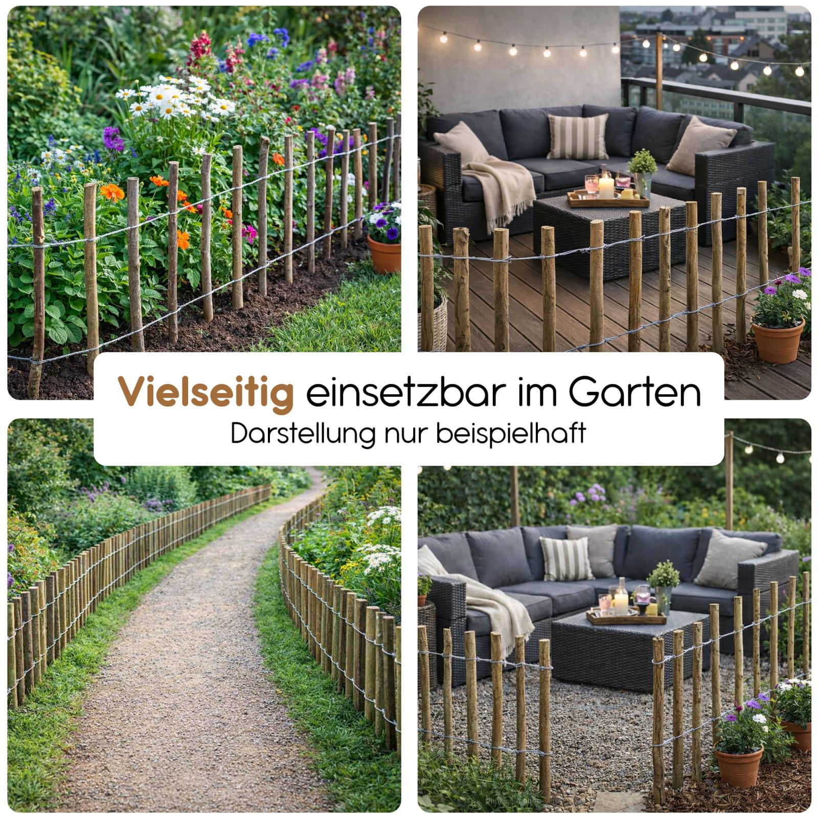 Roll-Steckzaun mit Rinde