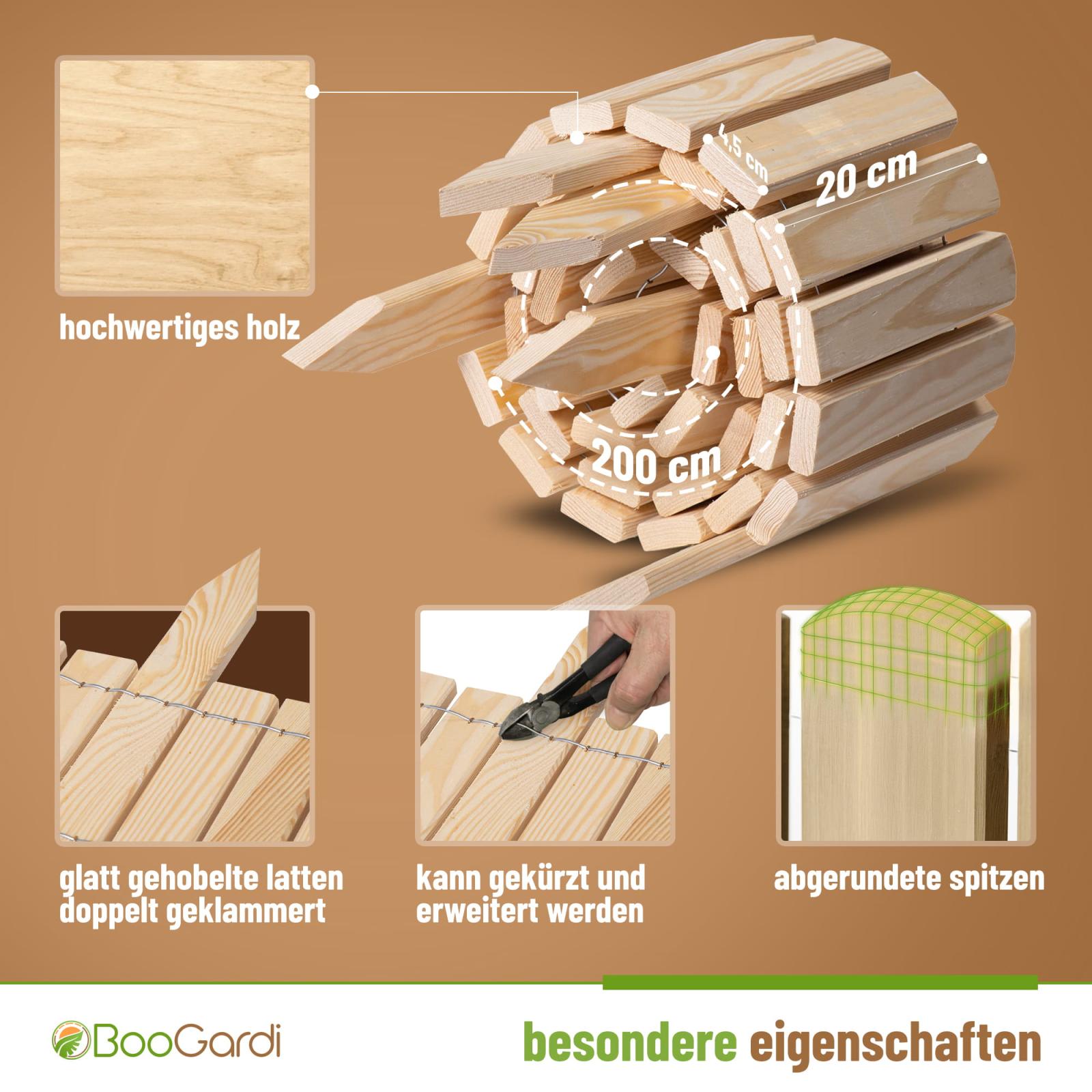 Rollboard pine with 5 integrated posts - Height: 20 cm - Colour: Natural