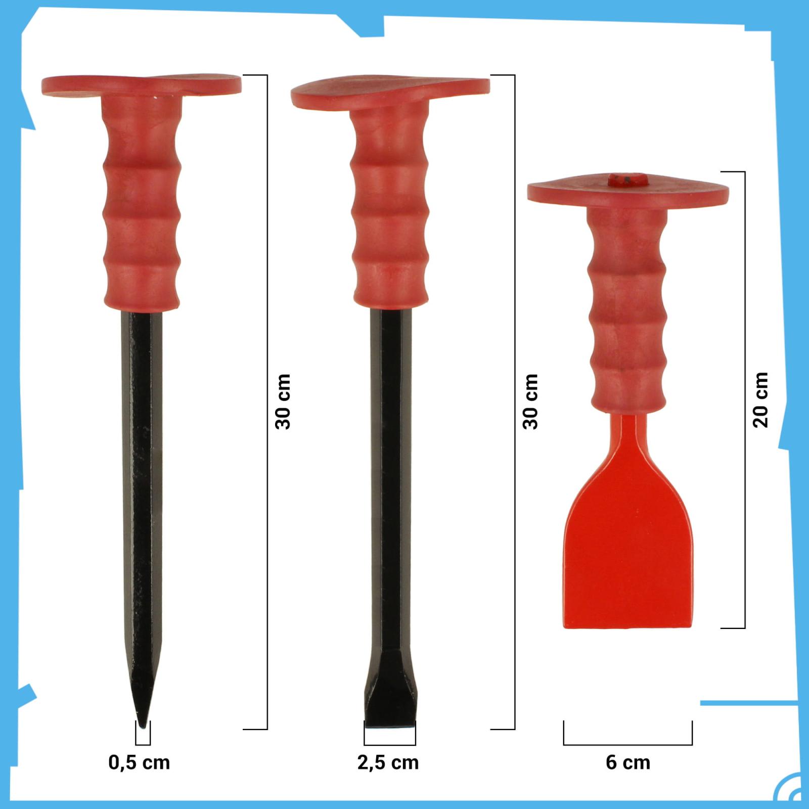 Meißel roter Griff - Größe: 200mm flach