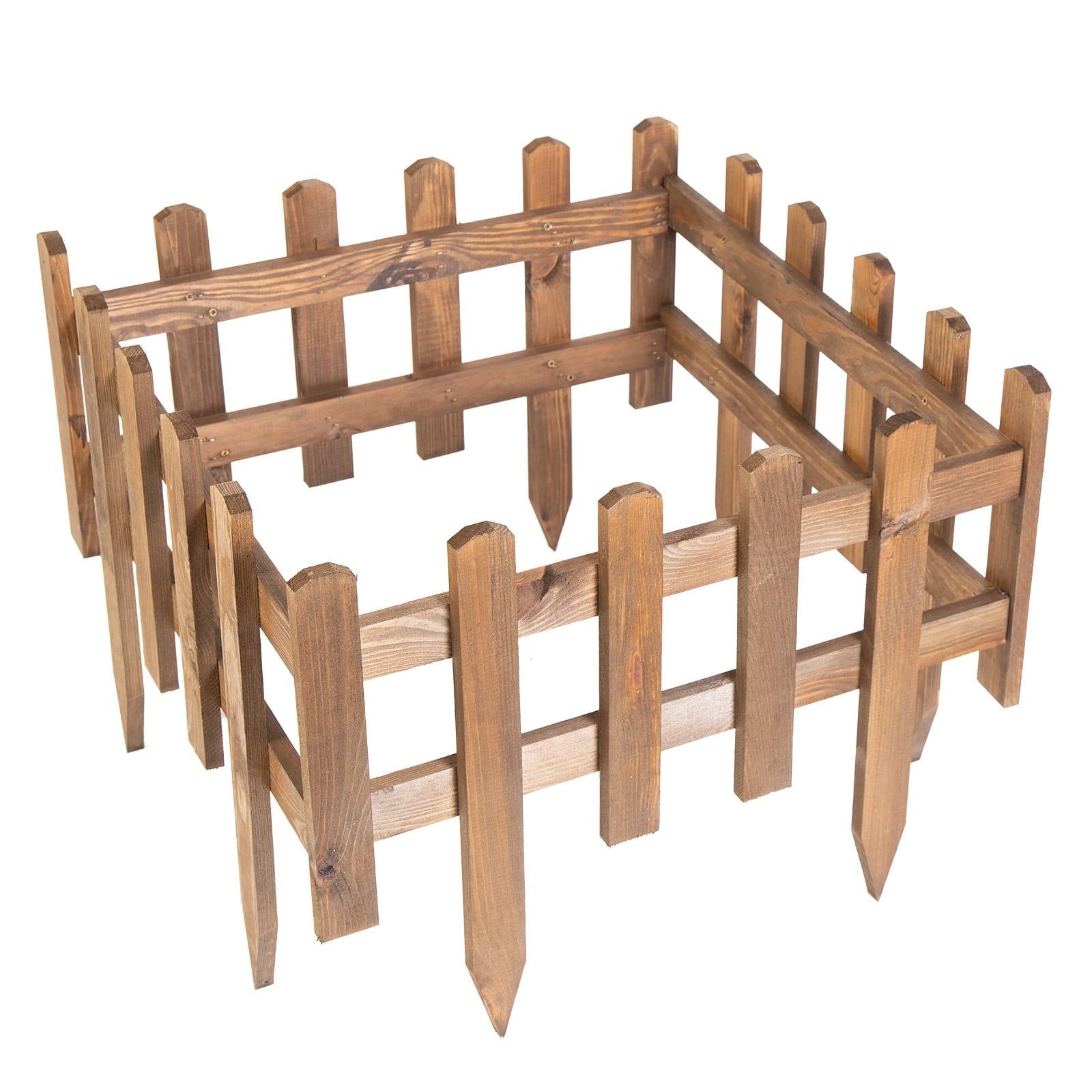 Pine bed fence - Color: dark brown - Height: 30 cm - Width: 59.5 cm - Quantity: 4