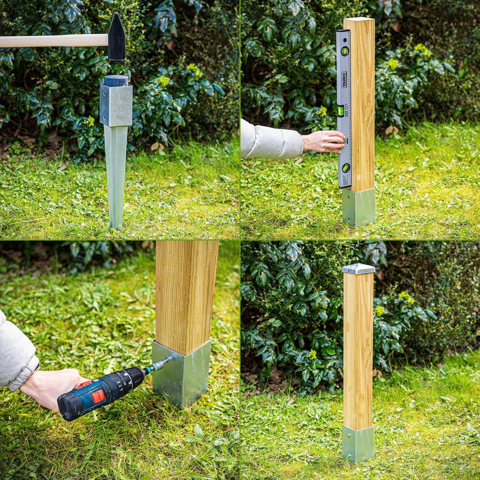 Einschlag-Bodenhülsen - Größe: 71 x 71x 750 mm - Stückzahl: 10