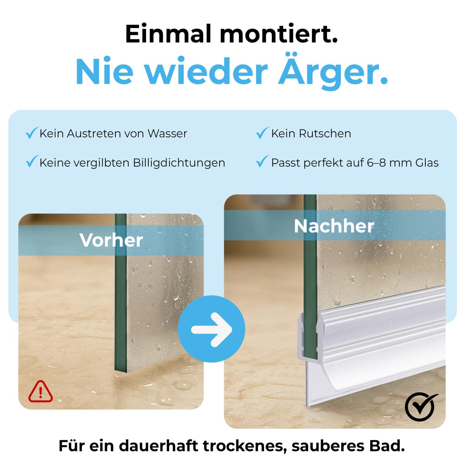 Duschdichtung Gerade PVC Transparent - Länge: 100 cm - Stückzahl: 1