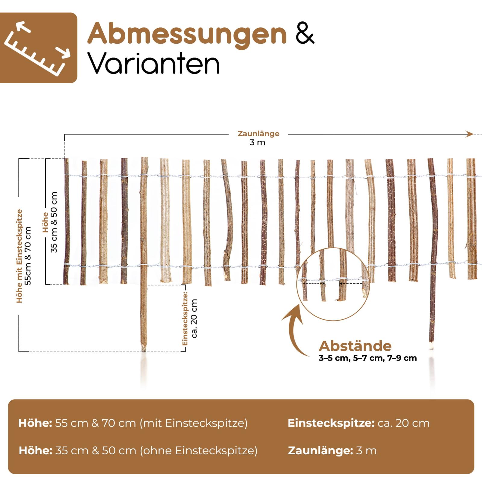 Roll-Steckzaun mit Rinde