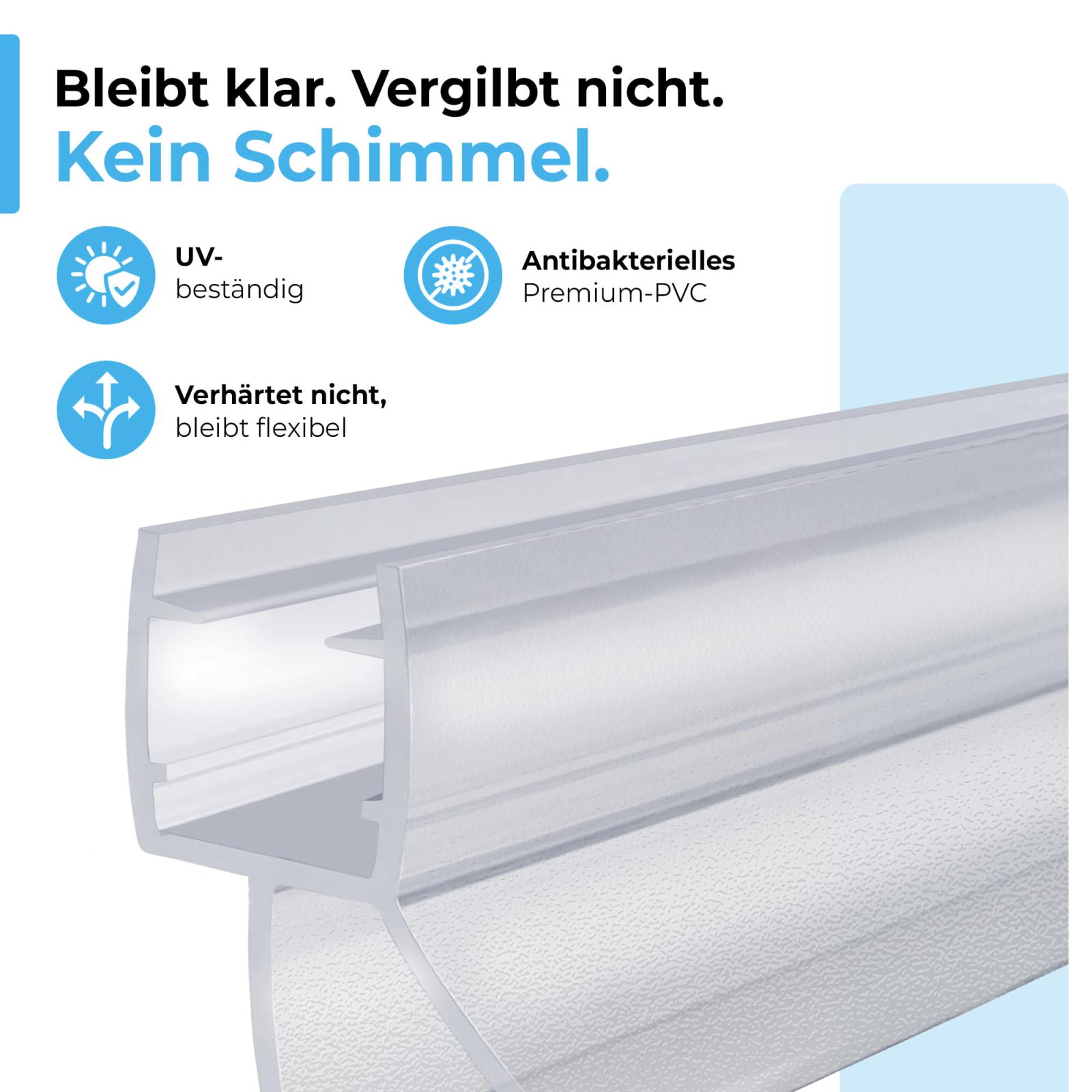 Duschdichtung Gerade PVC Transparent - Länge: 100 cm - Stückzahl: 1